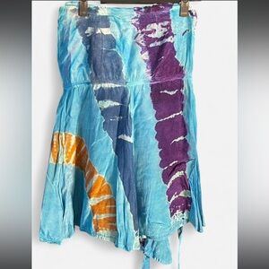 Tie-Dye Wrap Skirt in Aqua, Purple & Orange - Brand Unspecified